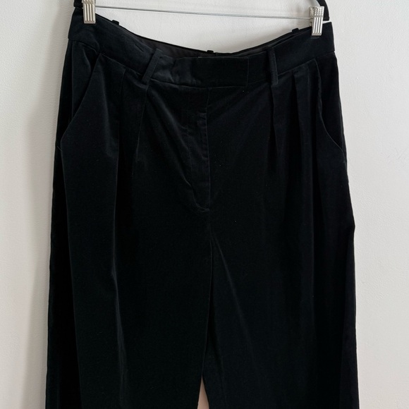 Banana Republic Green Velour Pleated Wide Leg High Waisted Trousers - Picture 3 of 8